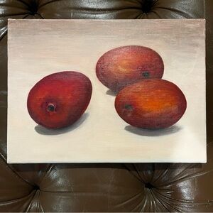 Vintage One-of-a-Kind Still-Life Oil Painting – Mangos 1990s Korean Realism Art